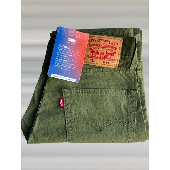 Levi’s Performance 511 Slim Stretch All Seasons Tech Green Pants Men’s W30 L30 - Picture 7 of 16